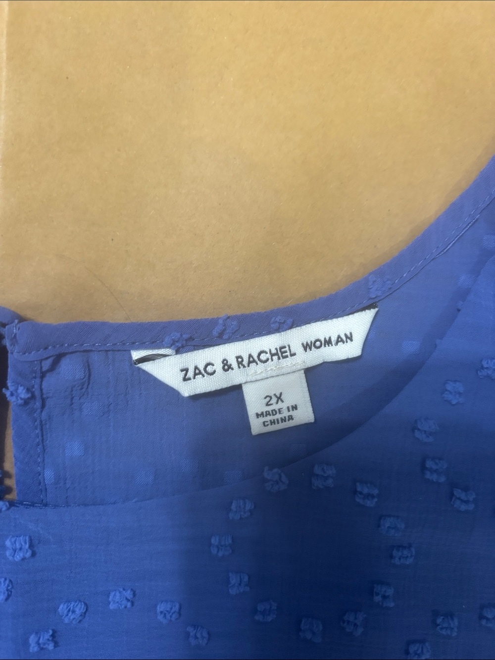 Zac & Rachel Blue Flutter Sleeve Swiss Dot Blouse - Picture 8 of 8